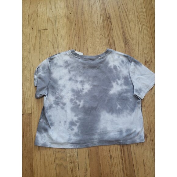 Disney Mickey Mouse Tie Dye Womans Crop Top Tee T-shirt Sz L Lightweight Grey - Picture 8 of 11